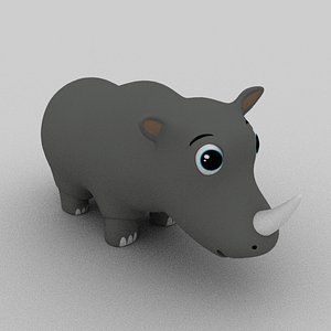 3D rhinoceros cartoon animation model