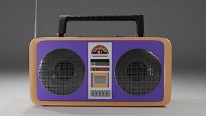 3D Radio Boombox Design  Violet  Brown model