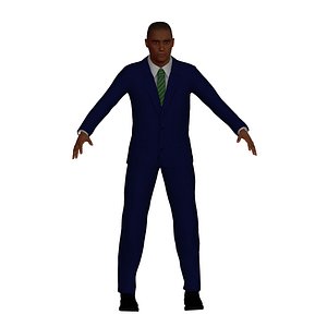 adult black male navy 3D model