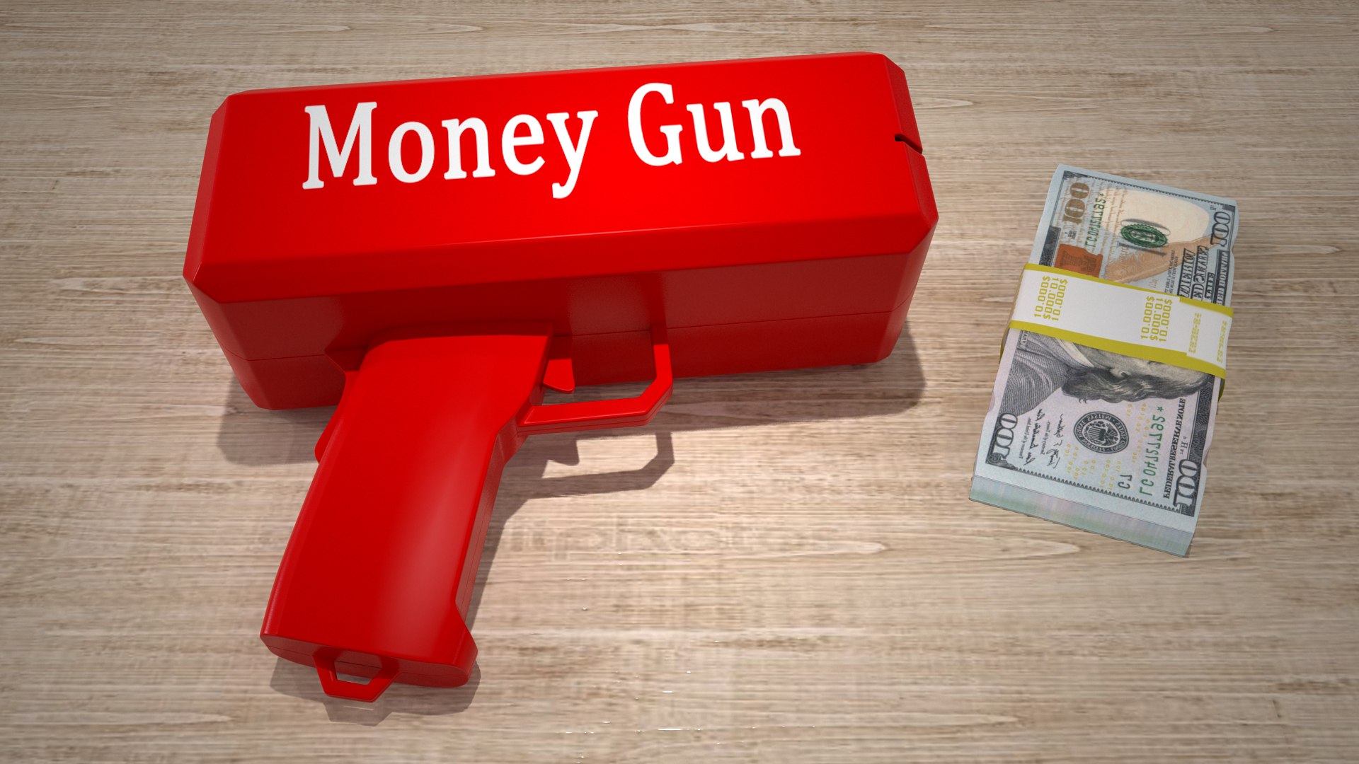 Money Gun 3D model for industrial visualization, technical presentation, simulation, product rendering, and animation