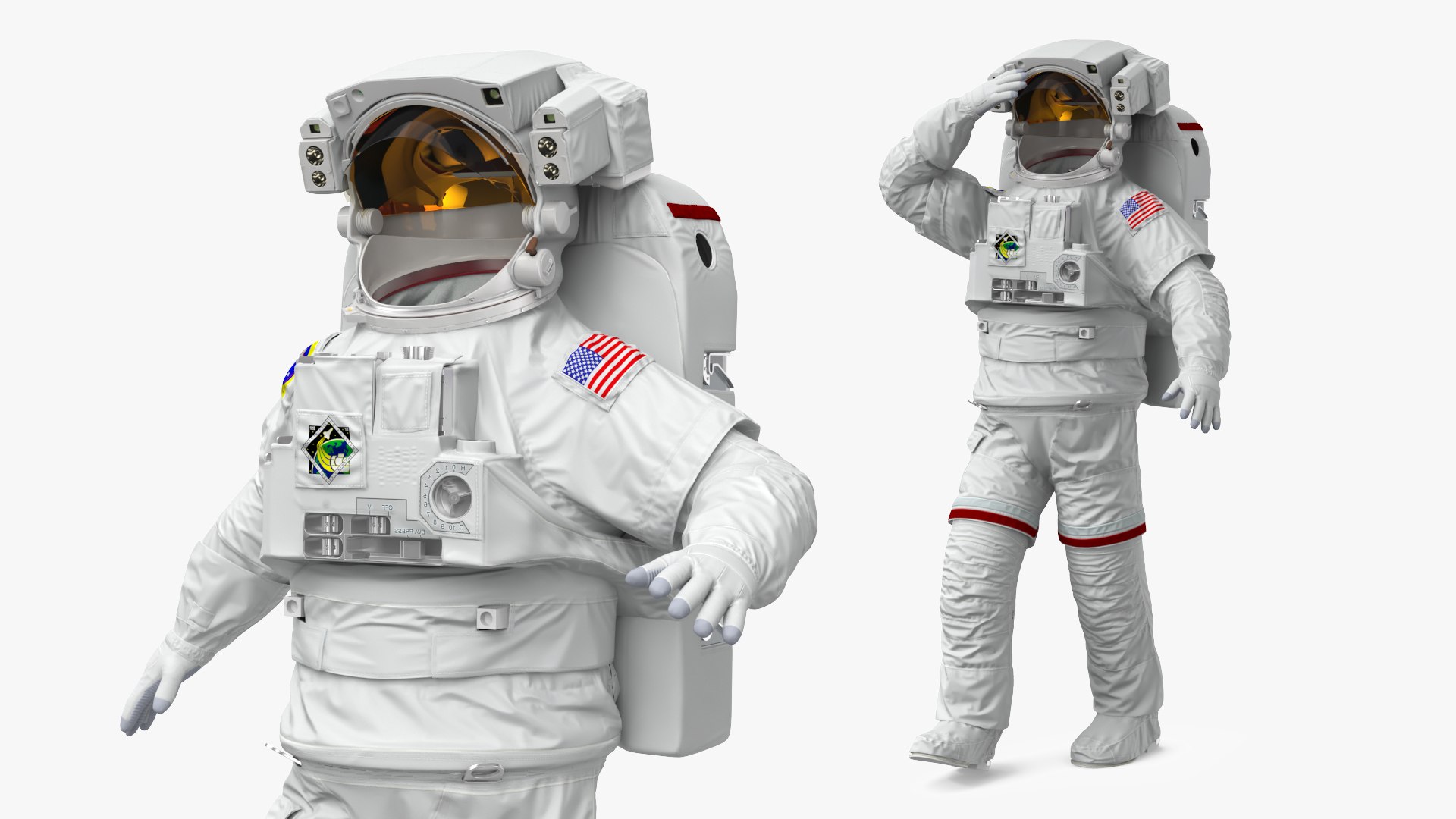 Astronaut Space Suit with Detailed Interior Rigged