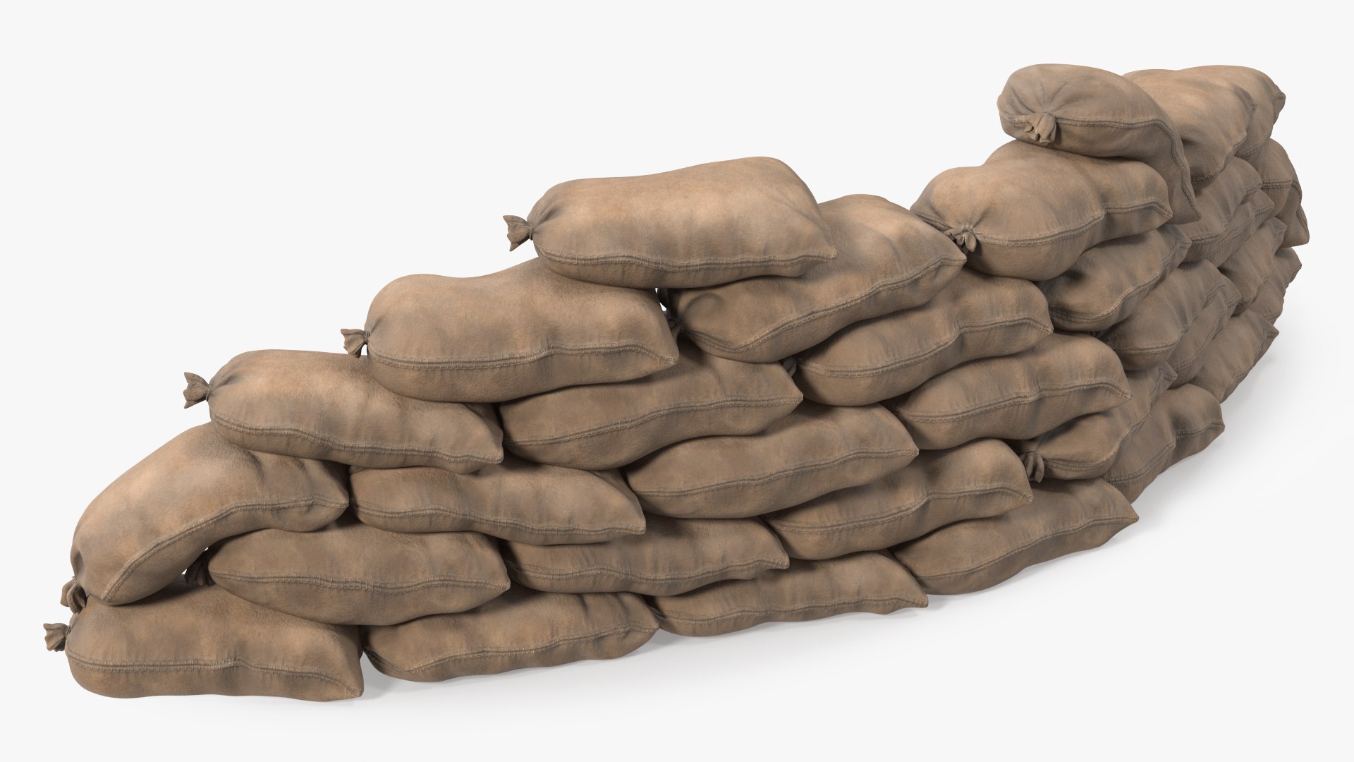 Semicircle Sandbag Wall Dusty 3D model preview