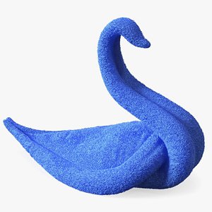 Designer Towel Blue Swan with Folded Wings Fur for Maya