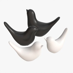 Decorative Ceramic Birds Set 3D