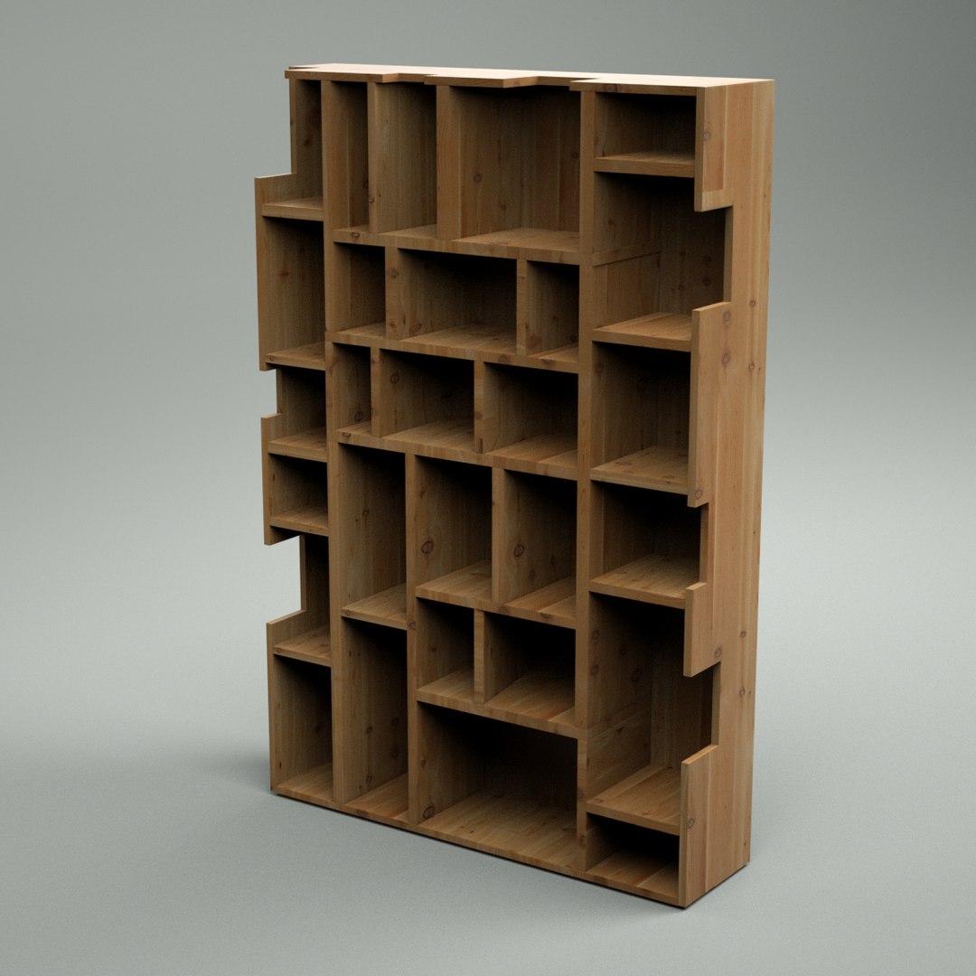 bookcase wood 3d dxf