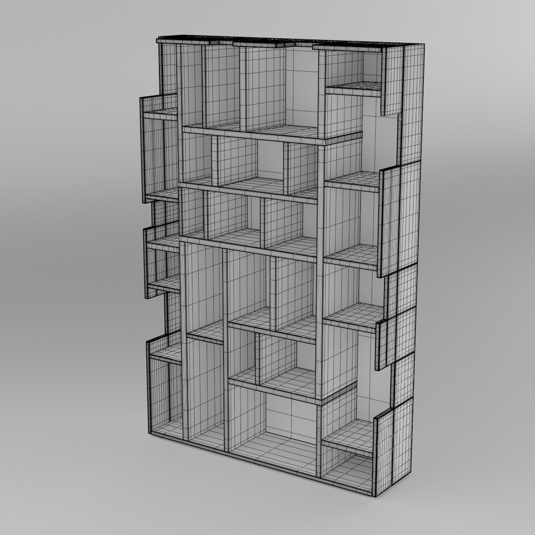 bookcase wood 3d dxf