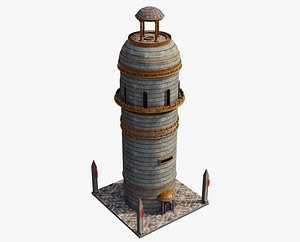 3D Fantasy Ancient Golden Tower