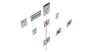 road sign series pedestrian 3D model