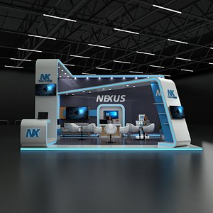 3D model Modern Luxury Exhibition Booth 3D Model  7x7m Backwall Design