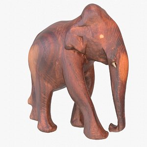 3D Elephant wood handmade sculpture high-poly 3D model model