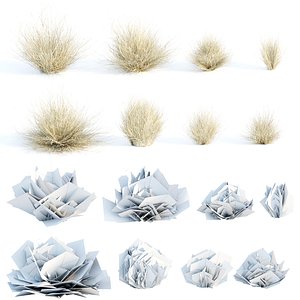 Lowpoly wild dry grass collection vol 160-3dmodel 3D model