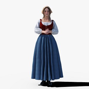 Peasant women - The Middle Ages Low-poly