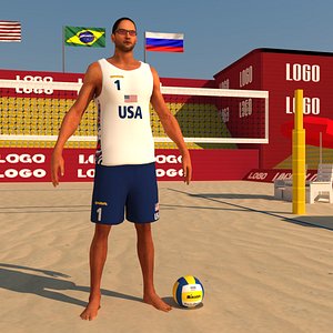 beach volleyball pack ball 3d model