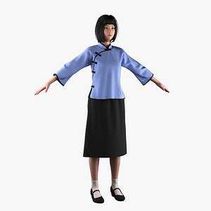 3D Student clothes Girl Asia uniform