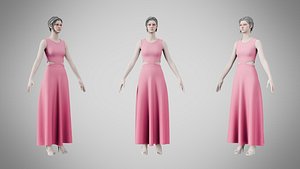 Dress 31 Tickle Me Pink 3D model