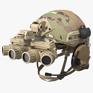 Helmet with Night Vision Goggles Green Camo 3D model
