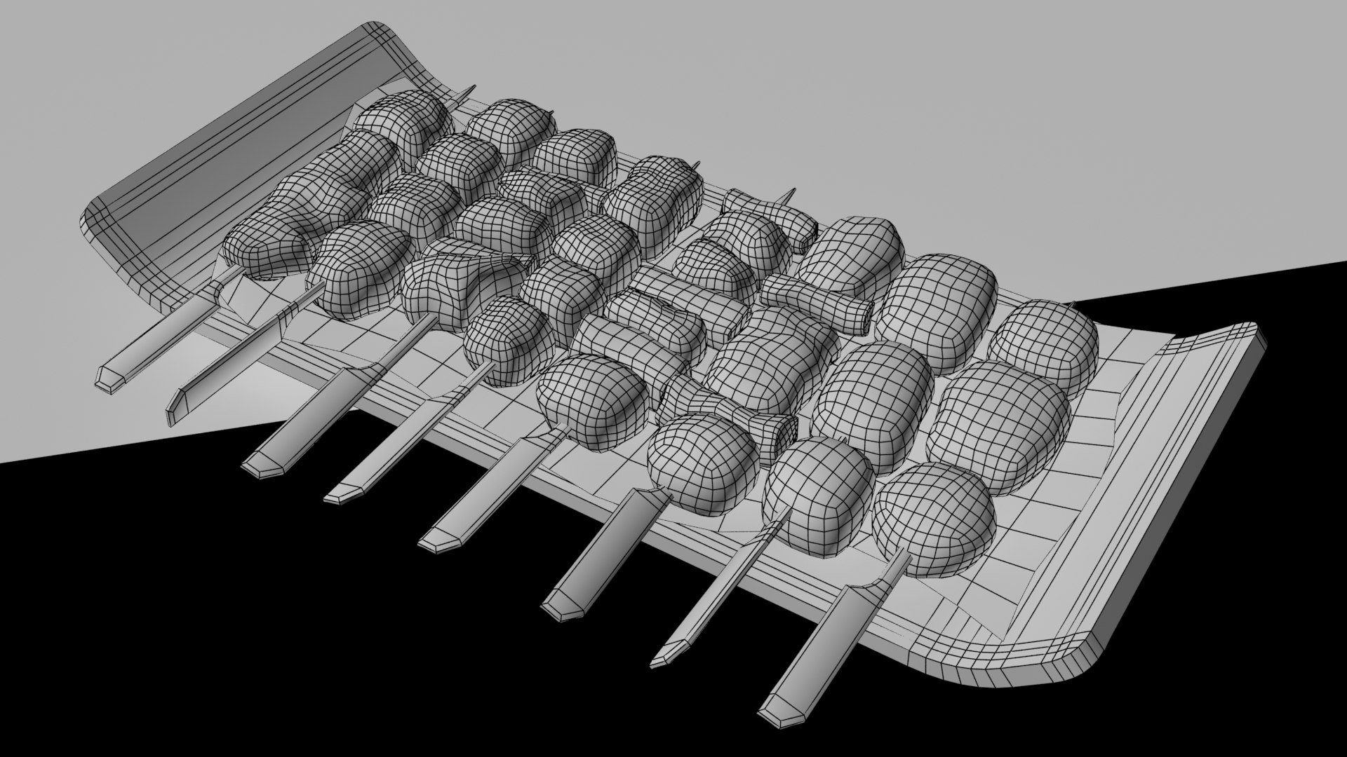 Yakitori Japanese Skewered Chicken 3D model https://p.turbosquid.com/ts-thumb/T8/okzCyc/Cg/yakitoriwireframev2/jpg/1657598426/1920x1080/fit_q87/638bdc4042a9a4ff81183aa604273549ad84a4dd/yakitoriwireframev2.jpg