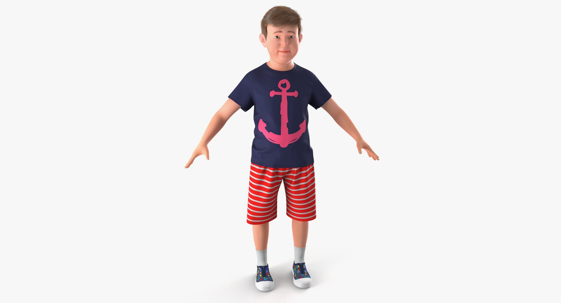 Realistic Modern Teenage Boy with Fur 3D Model 3D model preview