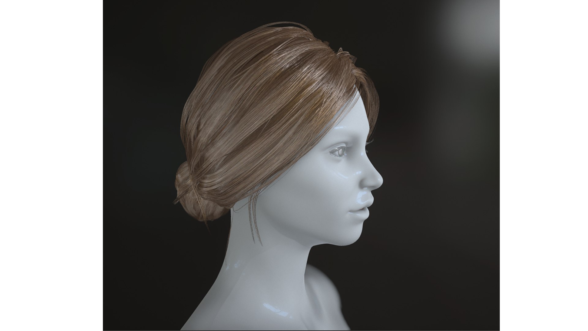 3D model Female Blossom Long Hair VR / AR / low-poly
