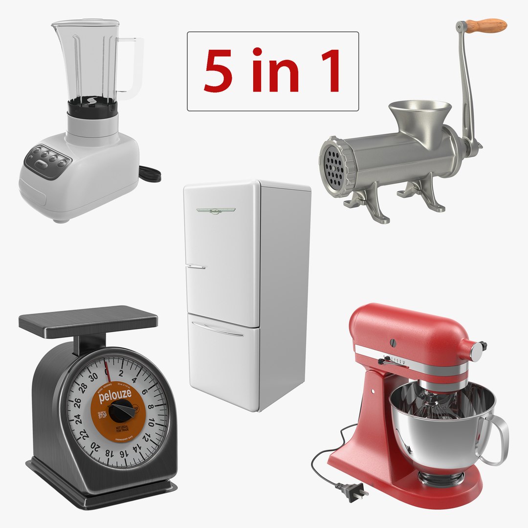 Retro Kitchen Appliances 3D Models Collection 3D model preview