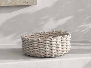 3D model Woven Cotton Rope Round Basket