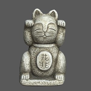 Stone Lucky Cat 3D