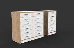 White Wood Dresser 3D model 3D model