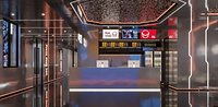 Metallic Reception Lobby with Linear Lighting