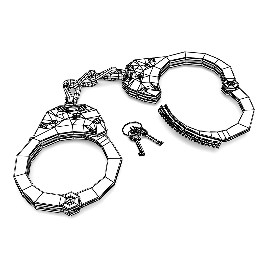 3d Model Realistic Nickel Steel Handcuffs