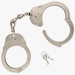 3d model realistic nickel steel handcuffs