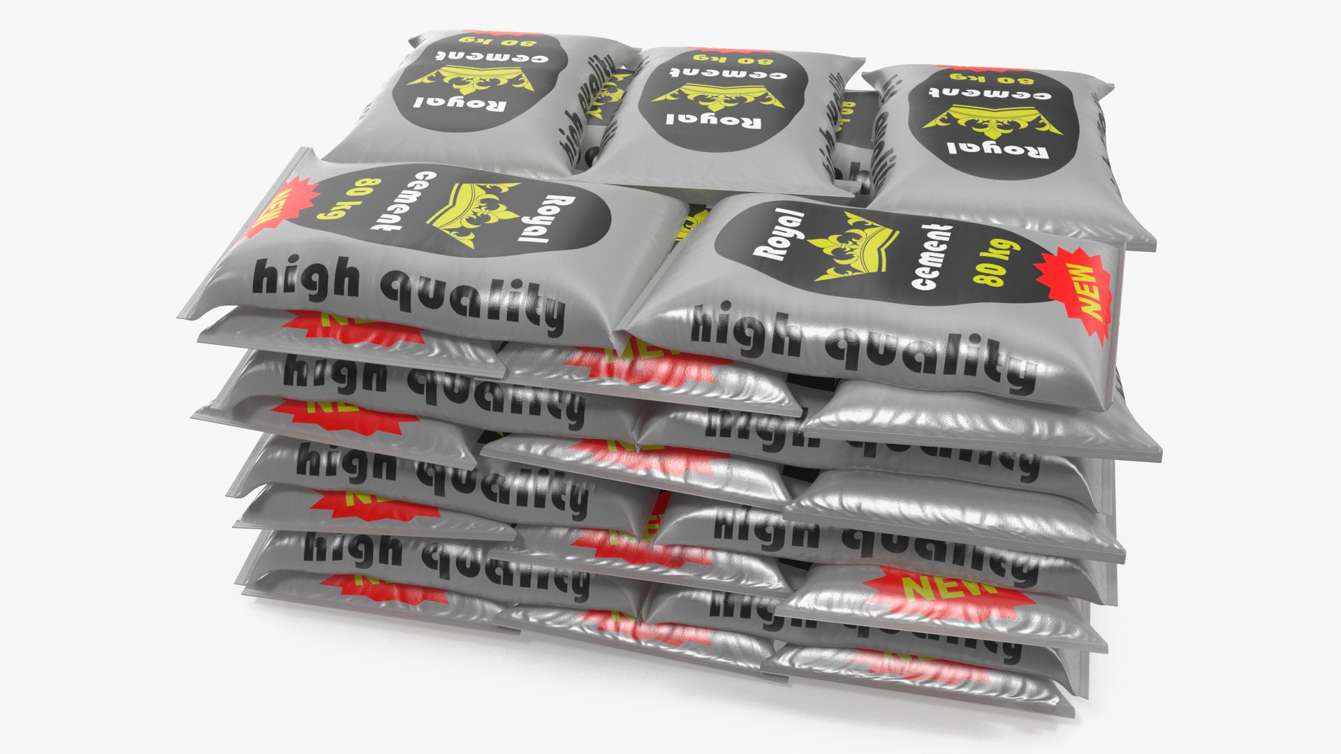 Stacked Cement Bags 3D model preview