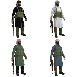 3d pack rigged mujahideen model