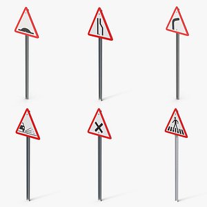 Road Sign Poles Collection model