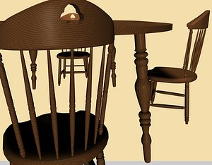 cinema4d wooden table chair