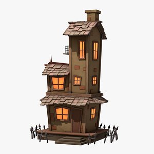 3D Stylized Cartoon hounted House 3D Model
