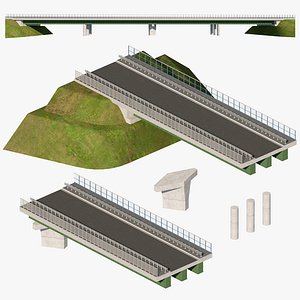 Road bridge one lane 02 3D