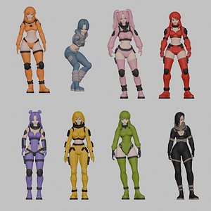 Space Girls Rigged - Mixamo Compatible 3D model