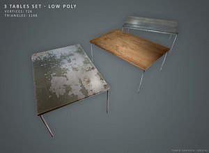 3 Tables Set - Low Poly