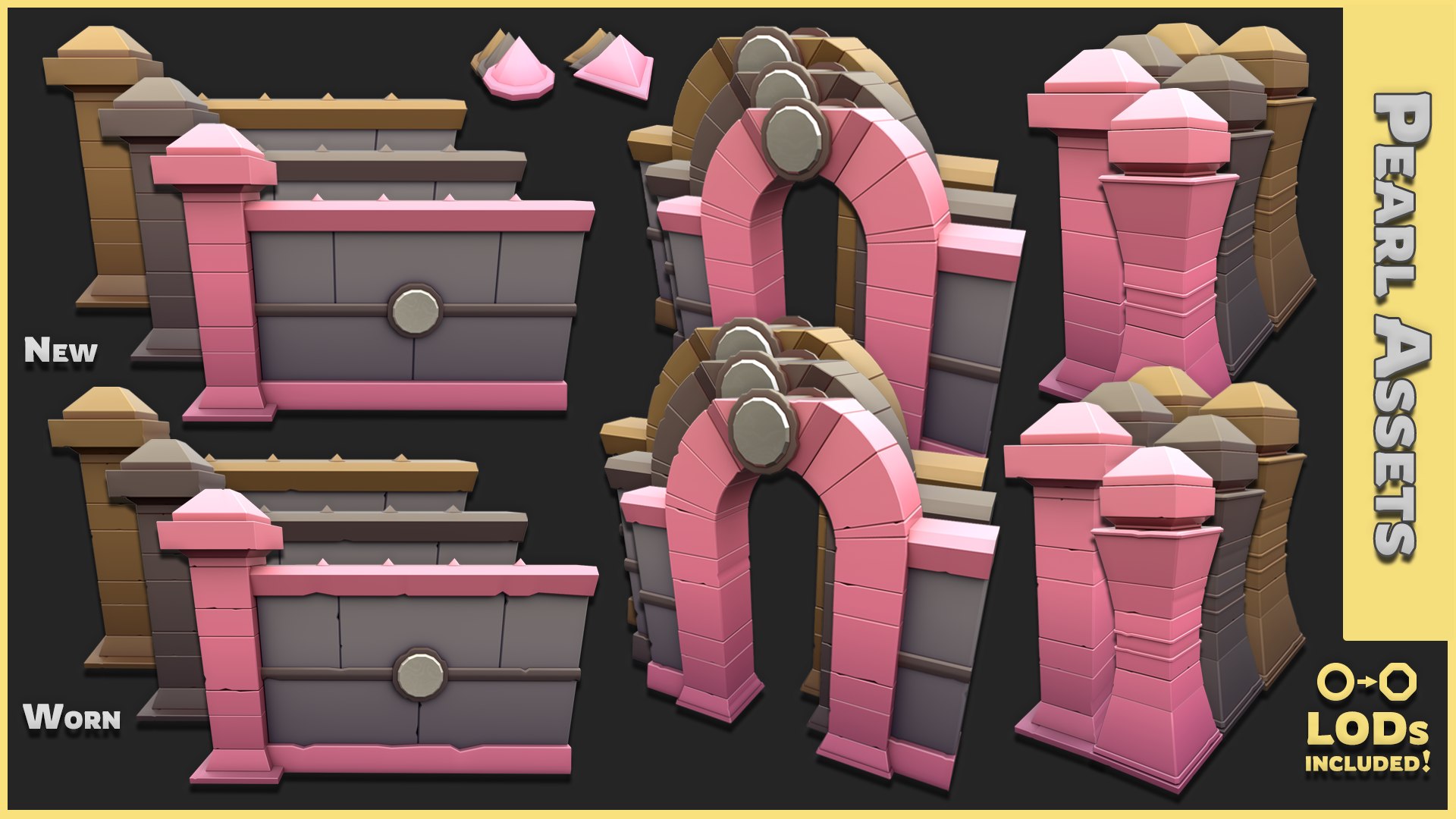 3D model Modular Stylized Low Poly Castle Walls Asset Pack https://p.turbosquid.com/ts-thumb/T9/vDYq6t/Ya/pearl_assets/png/1722728830/1920x1080/fit_q87/7b310dc1507767249d4d84c7ac01d4a545978641/pearl_assets.jpg