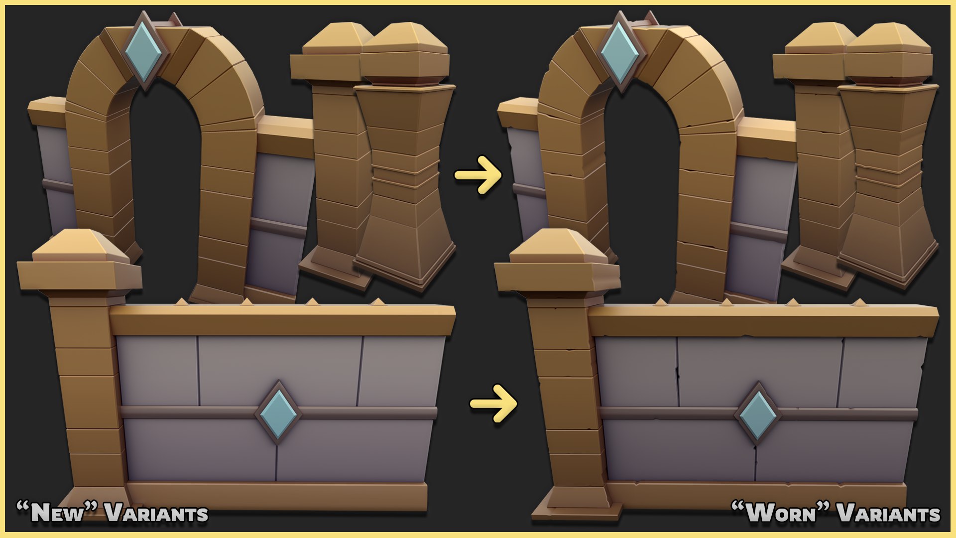 3D model Modular Stylized Low Poly Castle Walls Asset Pack https://p.turbosquid.com/ts-thumb/T9/vDYq6t/qM/new_versus_worn/png/1722728824/1920x1080/fit_q87/e7af6c2fc88d5671513ae1dd9821977ad4eb19e3/new_versus_worn.jpg