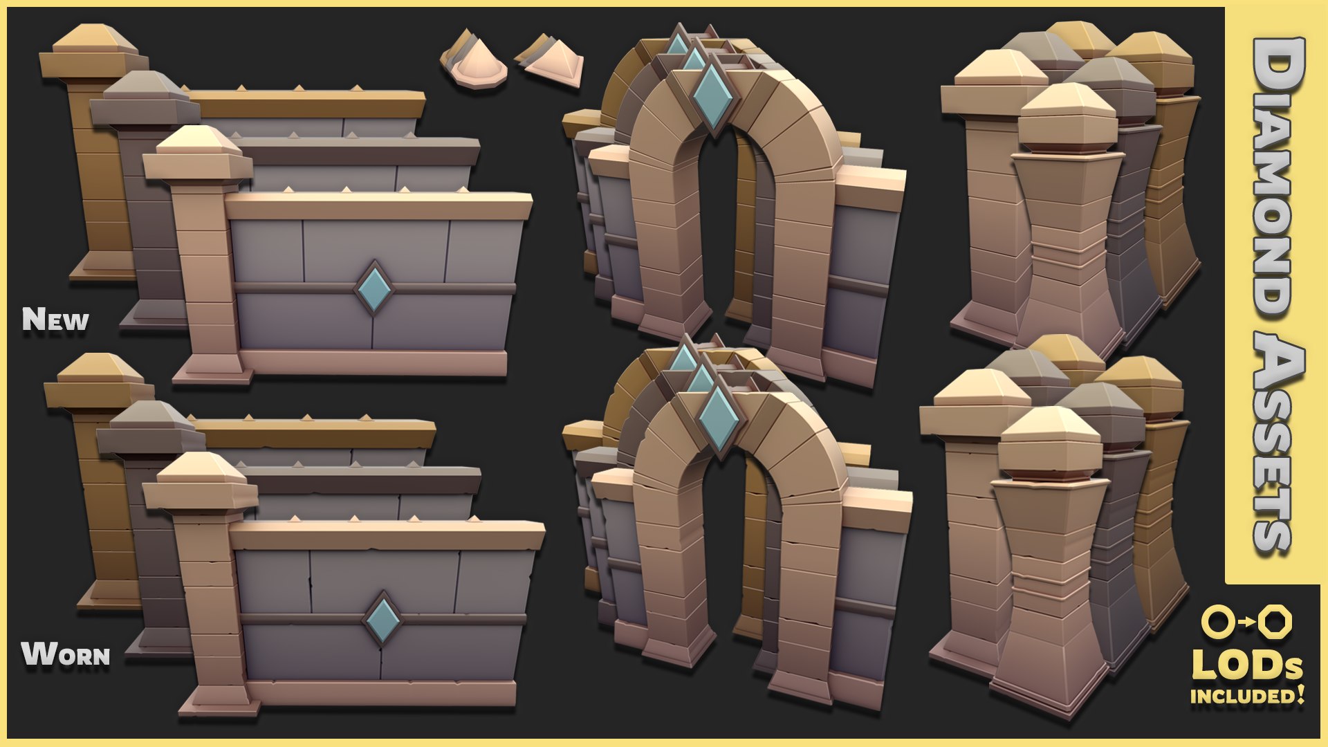 3D model Modular Stylized Low Poly Castle Walls Asset Pack https://p.turbosquid.com/ts-thumb/T9/vDYq6t/tC/diamond_assets/png/1722728794/1920x1080/fit_q87/03ea453bfd51b6f032032b091d9ed1b3b29437e5/diamond_assets.jpg