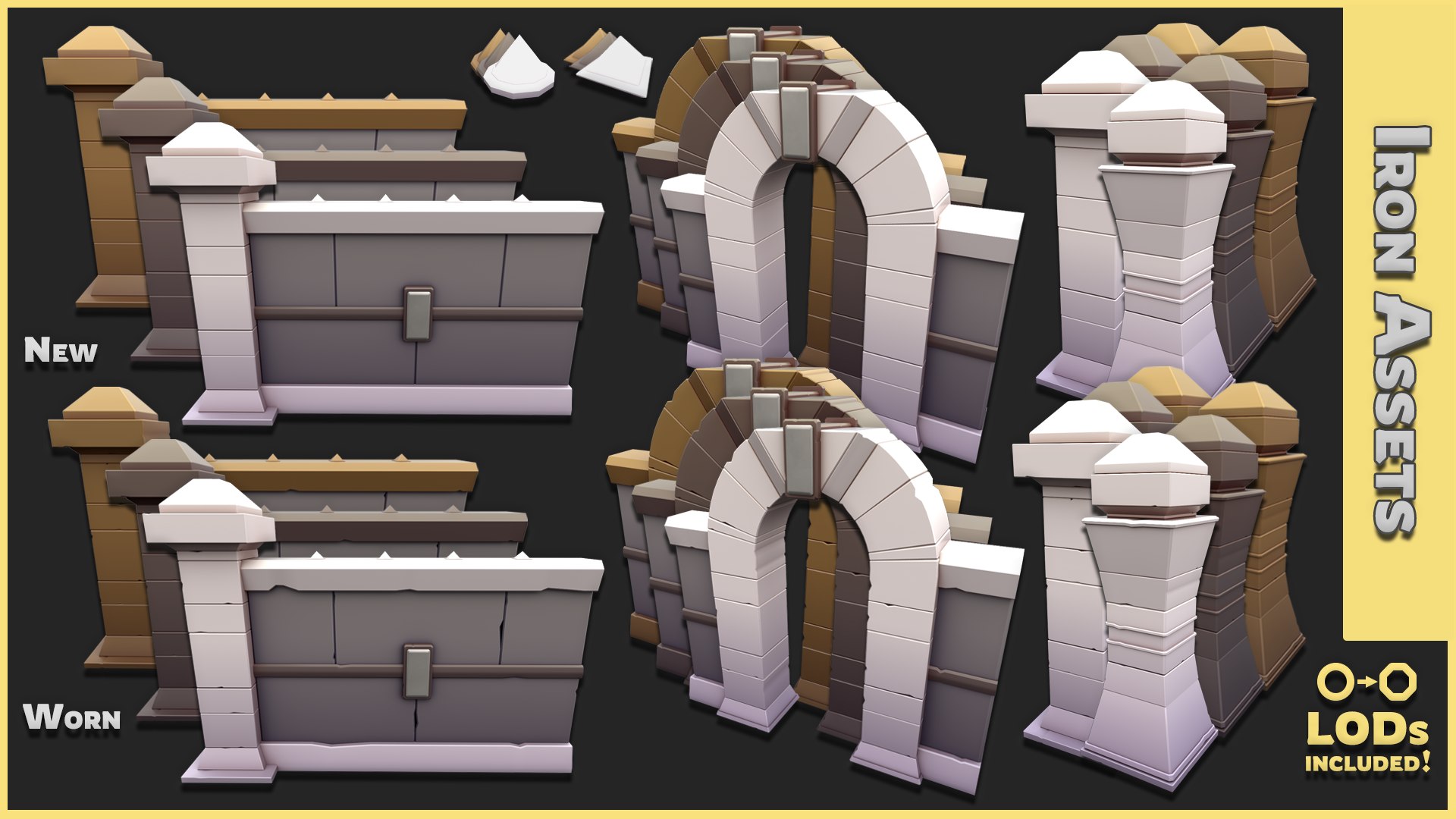 3D model Modular Stylized Low Poly Castle Walls Asset Pack https://p.turbosquid.com/ts-thumb/T9/vDYq6t/vu/iron_assets/png/1722728818/1920x1080/fit_q87/617da054b7872491f787b4706528ef898ddd09fd/iron_assets.jpg