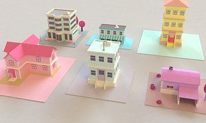 3D houses cartoon