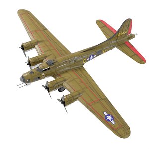 Boeing B-17 Flying Fortress lowpoly WW2 bomber model