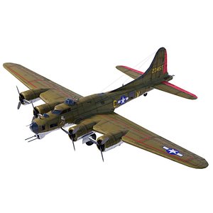 Boeing B-17 Flying Fortress lowpoly WW2 bomber model