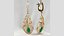 Boucles d'oreilles en or sertie de pierres précieuses en forme de plume de marquise de 8 mm