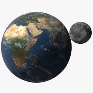 3D earth moon planet