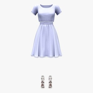 Casual Two Piece White Dress With Shoes