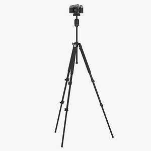 Professional Camera Tripod with DSLR 3D model