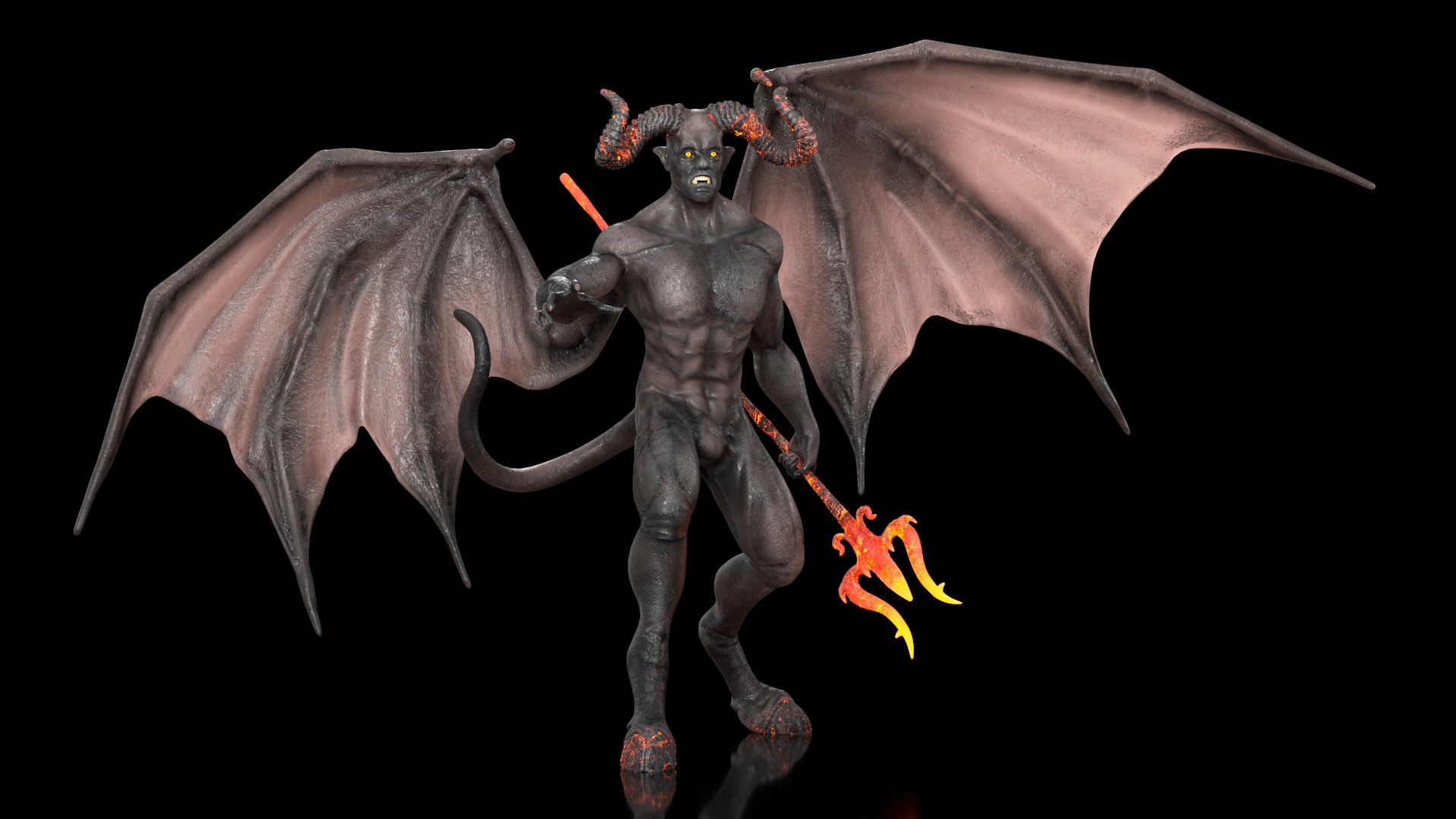 Devil Character with Trident Rigged for Modo 3D model preview